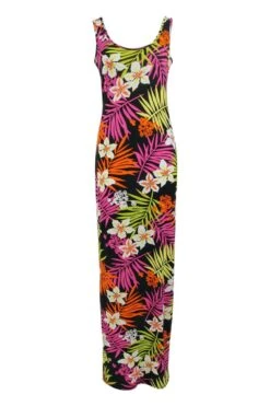 Tropisches Maxikleid Mit Rundhals-Ausschnitt -Stil Formen Verkäufe azz09633 multi xl 2