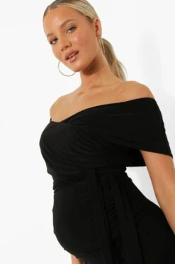 Umstandsmode Off-Shoulder Kleid Mit Gürtel -Stil Formen Verkäufe bzz00697 black xl 3