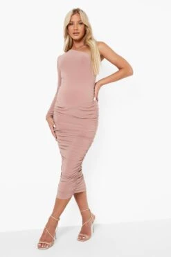 Umstandsmode Einärmliges Gerafftes Midikleid -Stil Formen Verkäufe bzz01306 blush xl 2