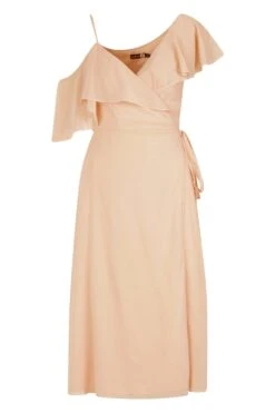 Schulterfreies Wickel Midi-Skaterkleid Aus Chiffon -Stil Formen Verkäufe dzz01396 blush xl 2