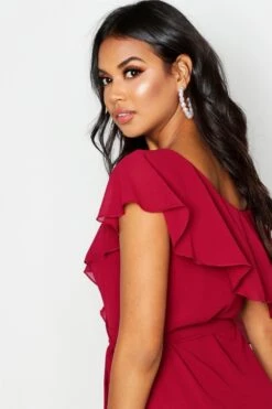 Schulterfreies Wickel Midi-Skaterkleid Aus Chiffon -Stil Formen Verkäufe dzz01396 blush xl 3