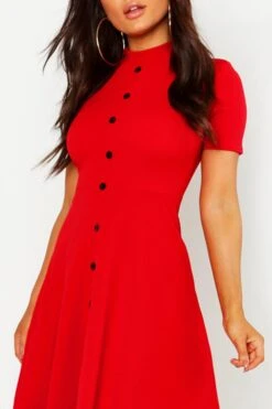 Hochgeschlossenes Skater-Kleid Mit Knopf-Detail -Stil Formen Verkäufe dzz01637 black xl 3