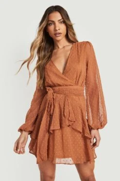 Chiffon-Minikleid Mit Rüschensaum -Stil Formen Verkäufe dzz06775 caramel xl 3