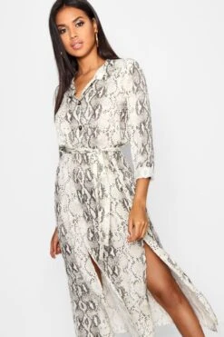 Schlagenprint Midikleid Mit Bindegürtel Und Schlitz -Stil Formen Verkäufe dzz11212 natural xl 3