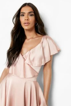 Wickel-Skaterkleid Aus Satin Mit Rüschen -Stil Formen Verkäufe dzz25162 rose xl 3