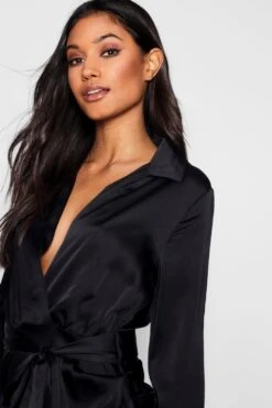 Wickel-Kleid Aus Satin -Stil Formen Verkäufe dzz32902 black xl 3