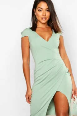 Wickel-Midikleid Mit Kurzen Ärmeln 9 Wickel-Midikleid Mit Kurzen Ärmeln -Stil Formen Verkäufe dzz95577 white xl 3