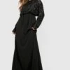 Brautjungfern-Maxikleid Mit Pailletten Und Fledermaus-Ärmeln -Stil Formen Verkäufe fzz06509 black xl
