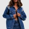 Oversize Boyfriend-Jeansjacke 2 Oversize Boyfriend-Jeansjacke -Stil Formen Verkäufe fzz14032 mid20blue xl