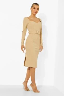 Midikleid Mit Schlitz Und Sweetheart-Ausschnitt -Stil Formen Verkäufe fzz18560 sand xl 2