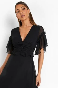 Midi-Smokkleid Mit Rüschen-Detail 9 Midi-Smokkleid Mit Rüschen-Detail -Stil Formen Verkäufe fzz19014 black xl 3