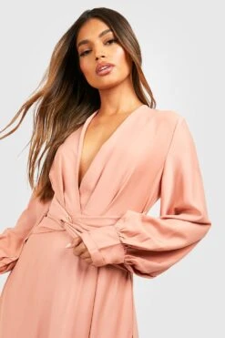 Maxi-Brautjungfernkleid Aus Satin Mit Twist -Stil Formen Verkäufe fzz19464 pink xl 3