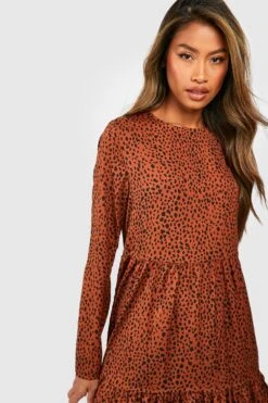 Gepunktetes Smok-Kleid -Stil Formen Verkäufe fzz24219 terracotta xl 3