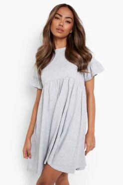 Smok-Kleid Mit Rüschenärmeln -Stil Formen Verkäufe fzz24373 grey20marl xl 2