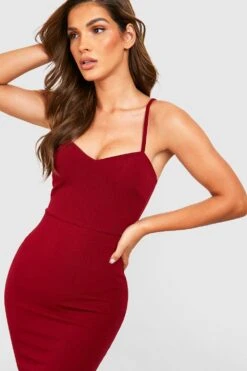 Midikelid Mit Rüschensaum Und Gürtel -Stil Formen Verkäufe fzz25964 burgundy xl 3