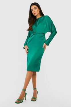 Satin Wickel-Midikleid Mit Schnür-Detail -Stil Formen Verkäufe fzz26146 green xl 2