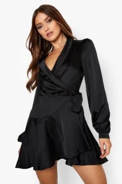 Mini Wickel-Kleid Aus Satin