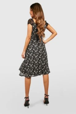 Florales Midi-Brautjungfernkleid Aus Spitze -Stil Formen Verkäufe fzz26183 black xl 1