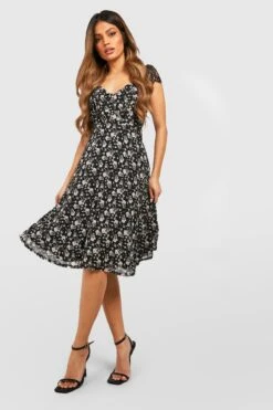 Florales Midi-Brautjungfernkleid Aus Spitze -Stil Formen Verkäufe fzz26183 black xl 2