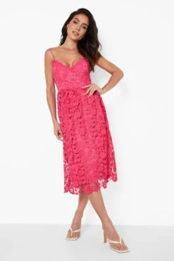 Midikleid Aus Häkelspitze -Stil Formen Verkäufe fzz26215 hot20pink xl 2