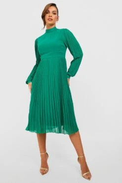 Hochgeschlossenes Midi-Skaterkleid 8 Hochgeschlossenes Midi-Skaterkleid -Stil Formen Verkäufe fzz26456 green xl 2