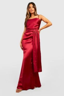 Drapiertes Satin-Maxikleid -Stil Formen Verkäufe fzz31842 berry xl 2