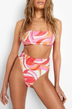 Bikinihose Mit Hohem Bund Und Abstraktem Print -Stil Formen Verkäufe fzz37195 multi xl 3