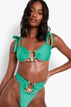Bikinioberteil Mit Geschnürten Trägern Und Gold-Detail 9 Bikinioberteil Mit Geschnürten Trägern Und Gold-Detail -Stil Formen Verkäufe fzz39365 green xl 3