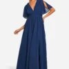 Gerafftes Chiffon-Maxikleid Mit Tiefem Ausschnitt -Stil Formen Verkäufe fzz40642 navy xl