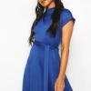 Midi-Skaterkleid Mit Trichterkragen Und Gürtel -Stil Formen Verkäufe fzz42906 cobalt xl