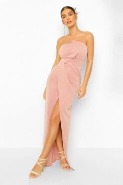 Bandeau-Maxikleid Mit Wickeldetail Und Schlitz
