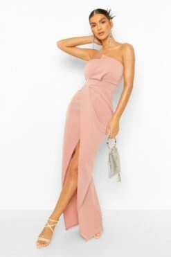 Bandeau-Maxikleid Mit Wickeldetail Und Schlitz -Stil Formen Verkäufe fzz45146 blush xl 2