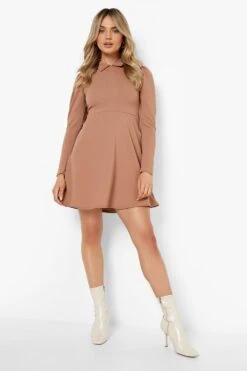 Langärmliges Skaterkleid Mit Kragen -Stil Formen Verkäufe fzz45206 camel xl 2