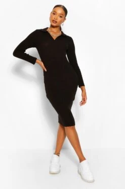 Geripptes Polo-Midikleid