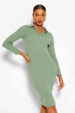 Geripptes Polo-Midikleid -Stil Formen Verkäufe fzz47592 black xl 3