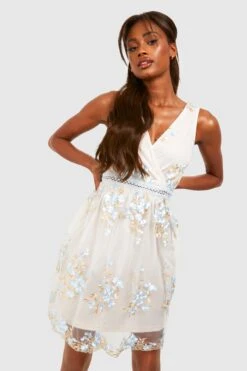 Boohoo Occasion Besticktes Florales Wickel Skater-Kleid 8 Boohoo Occasion Besticktes Florales Wickel Skater-Kleid -Stil Formen Verkäufe fzz69506 blue xl 2