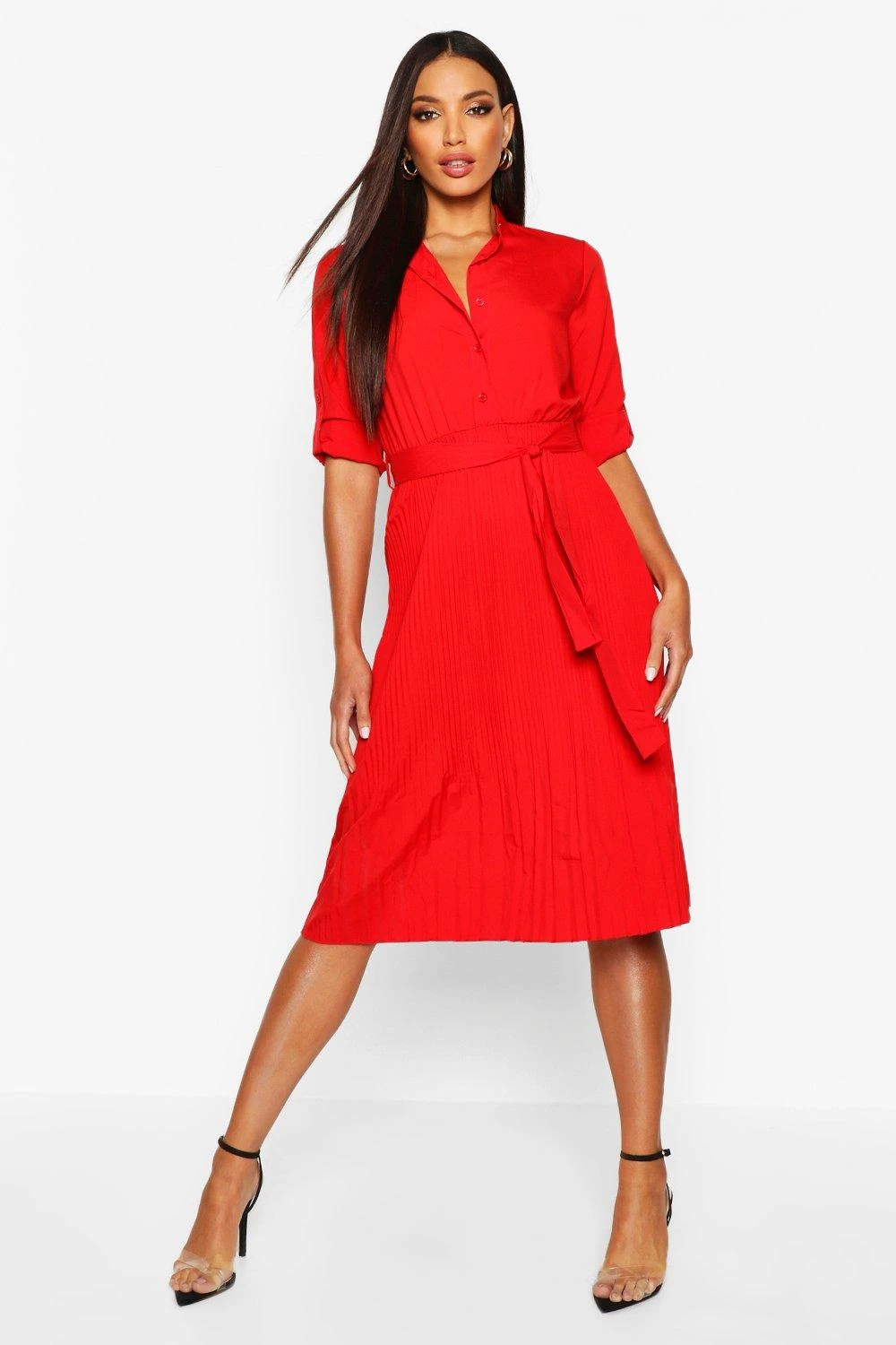 Kragenloses Midi-Skaterkleid Ohne Falten 6 Kragenloses Midi-Skaterkleid Ohne Falten – Bild 4