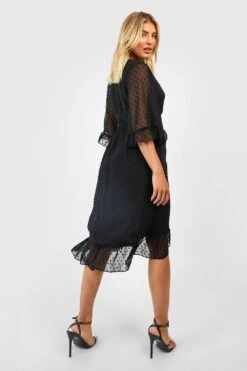 Midi-Wickelkleid Aus Chiffon Mit Weiten Ärmeln -Stil Formen Verkäufe fzz99534 black xl 1