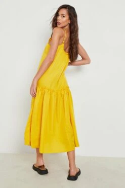 Gestuftes Rüschen-Maxikleid Mit Geschnürten Trägern -Stil Formen Verkäufe gzz01006 mustard xl 1