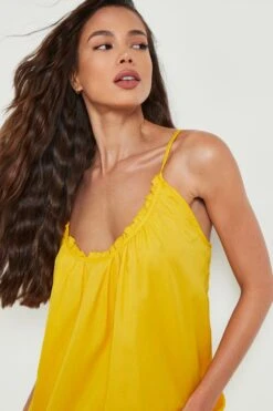 Gestuftes Rüschen-Maxikleid Mit Geschnürten Trägern -Stil Formen Verkäufe gzz01006 mustard xl 3