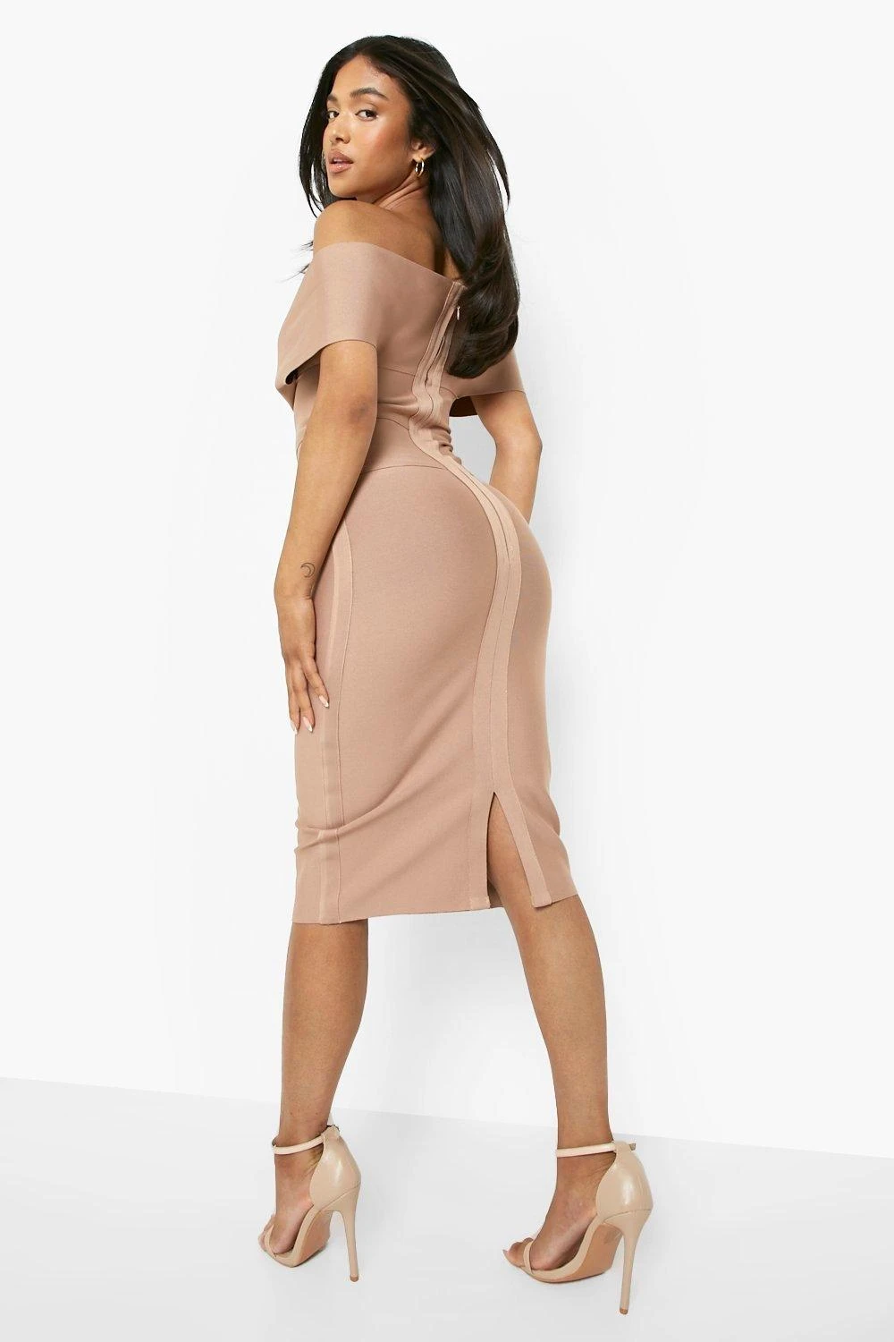 Petite Bandagen Wickel-Midikleid Mit Bardot-Ausschnitt 4 Petite Bandagen Wickel-Midikleid Mit Bardot-Ausschnitt – Bild 2