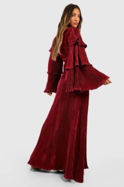 Mehrlagiges Maxikleid Mit Rüschenärmeln -Stil Formen Verkäufe gzz02066 berry xl 1