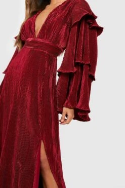 Mehrlagiges Maxikleid Mit Rüschenärmeln -Stil Formen Verkäufe gzz02066 berry xl 3