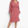 Plus Premium Plisse Wickel-Midikleid -Stil Formen Verkäufe gzz02097 rose xl