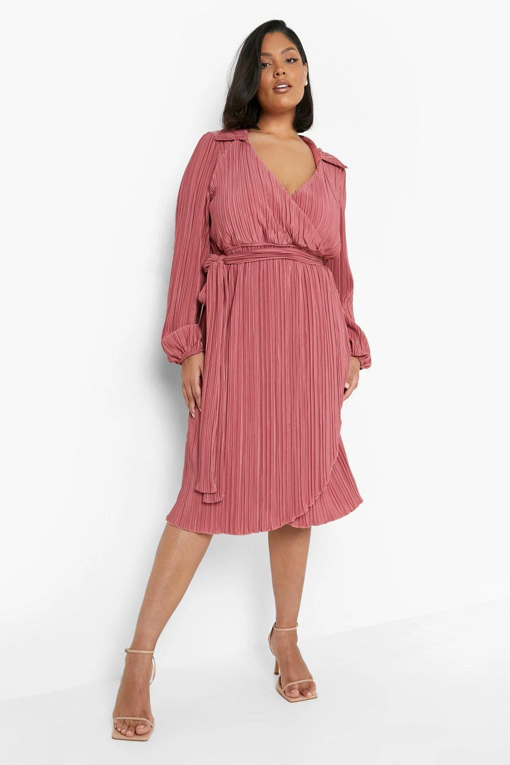 Plus Premium Plisse Wickel-Midikleid 3 Plus Premium Plisse Wickel-Midikleid