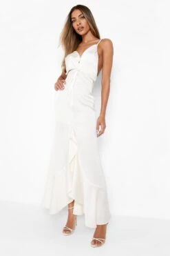 Satin-Maxikleid Mti Rüschen Und Tiefem Rückenausschnitt -Stil Formen Verkäufe gzz03470 champagne xl 2