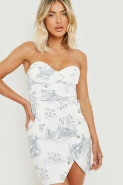 Denim Korsett-Kleid Mit Porzellan-Print -Stil Formen Verkäufe gzz04836 ecru xl 2