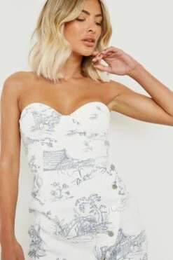 Denim Korsett-Kleid Mit Porzellan-Print -Stil Formen Verkäufe gzz04836 ecru xl 3