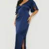 Plus Satin-Maxikleid Mit Weiten Ärmeln -Stil Formen Verkäufe gzz05347 navy xl
