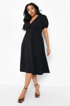 Plus Midi Wickel-Skaterkleid -Stil Formen Verkäufe gzz05793 black xl 2